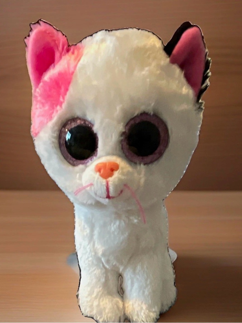RETIRED Ty Beanie Boos MUFFIN The Cat 6" Plush Pink White Kitten GLITTER EYES